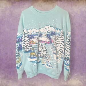 Vintage all over print puffy print sweatshirt